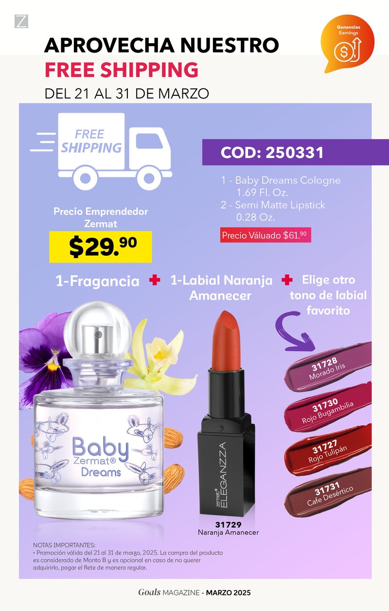 Free Shipping del 21 al 31 de Marzo